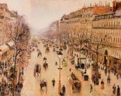 卡米耶 毕沙罗 : Boulevard Montmartre, Morning, Grey Weather